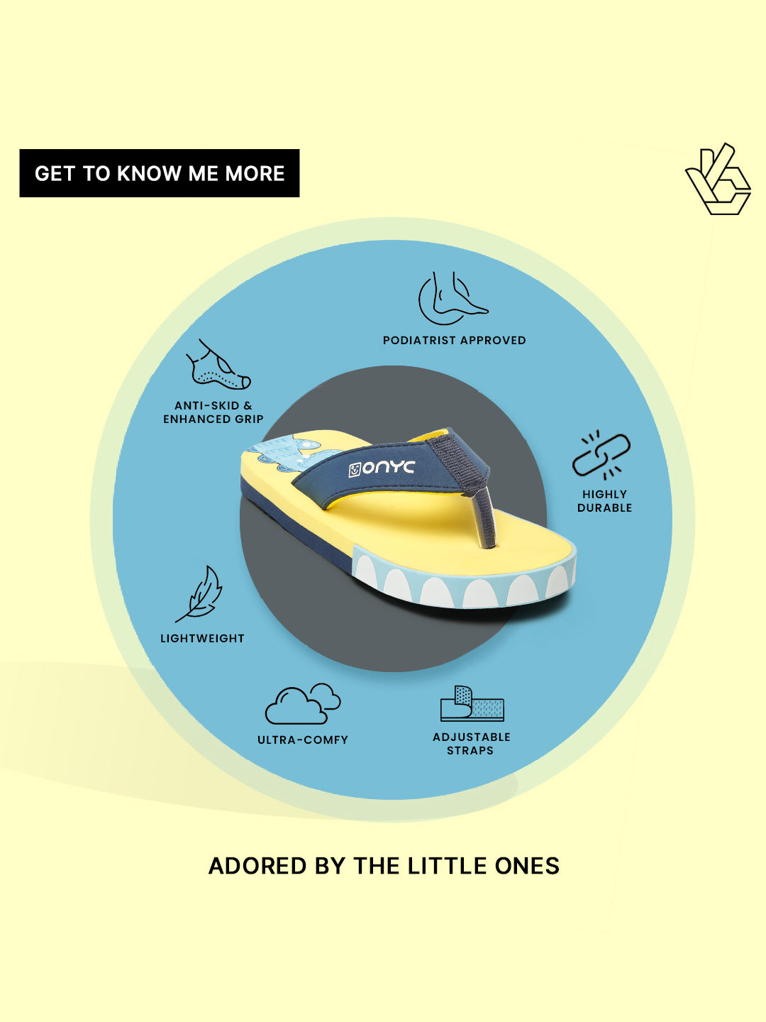 Premium Dino V-Shape Flipflops - Yellow (Unisex)
