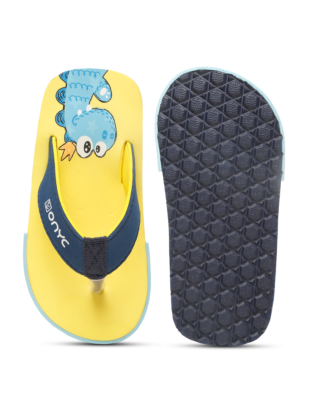 Premium Dino V-Shape Flipflops - Yellow (Unisex)