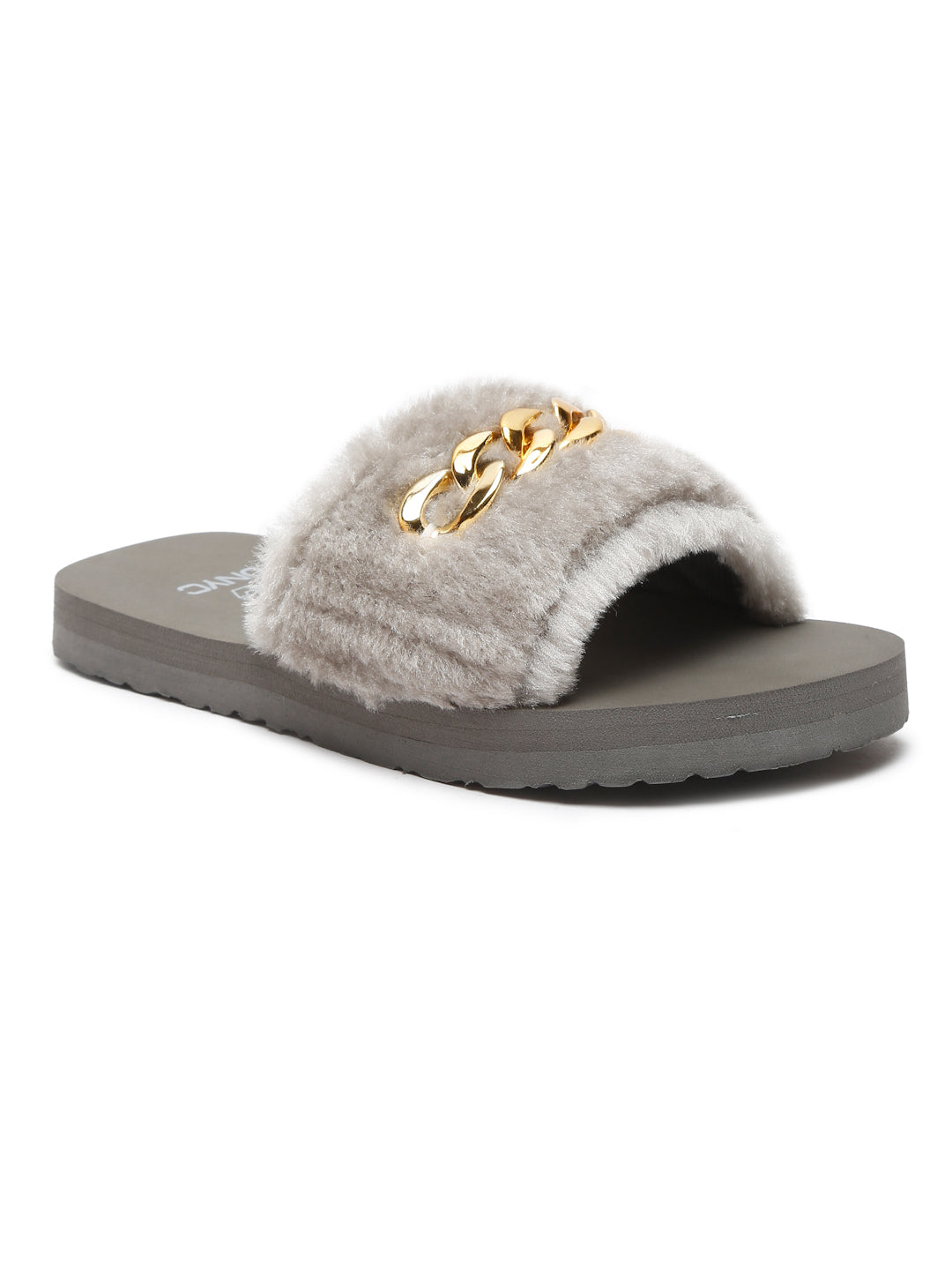 ONYC SuperComfy Kids Slippers for Girls - Grey Fur Sliders