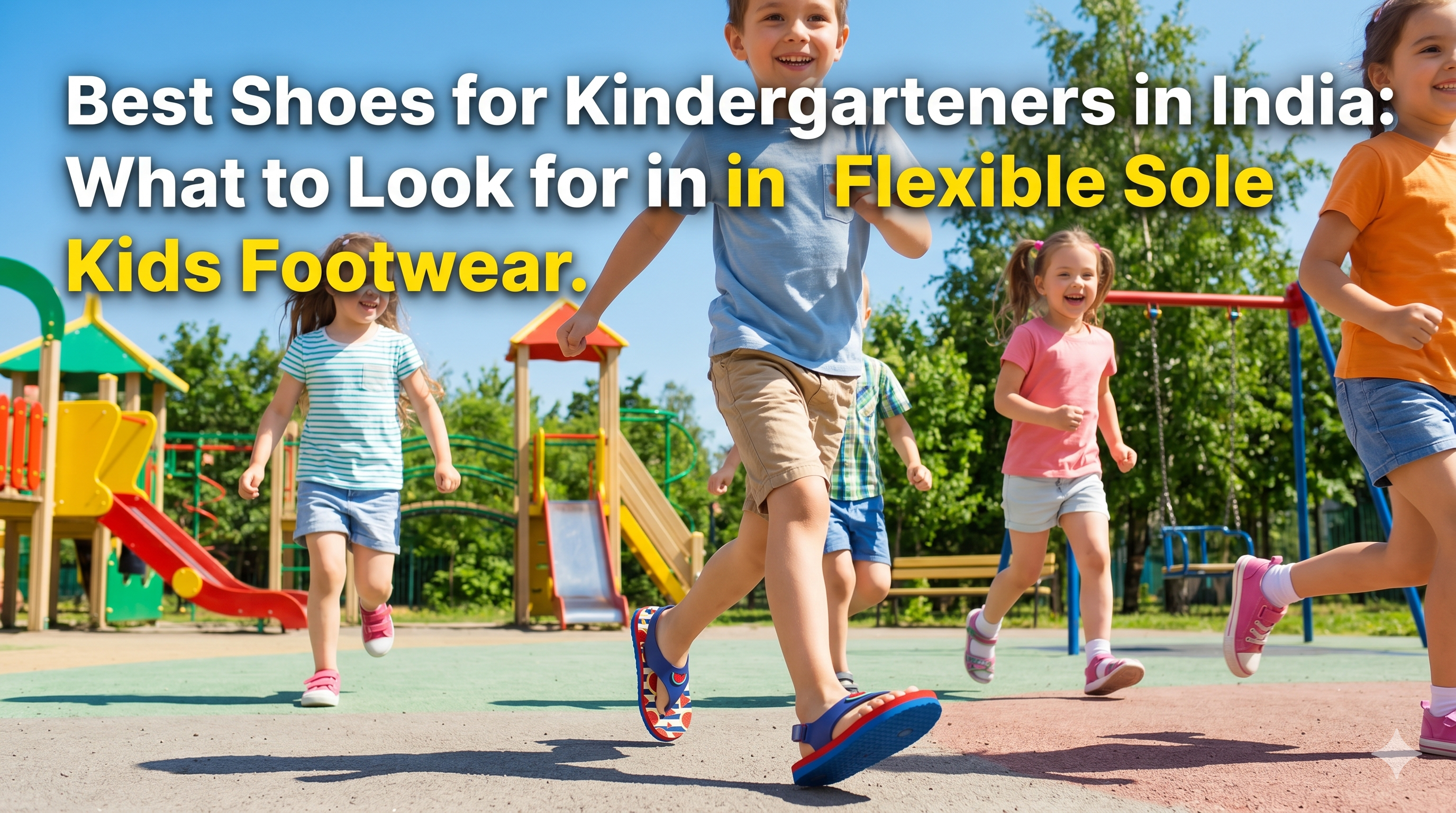 Best footwear for kindergarten kids in India with flexible sole, comfortable and safe shoes for active children playing outdoors in park