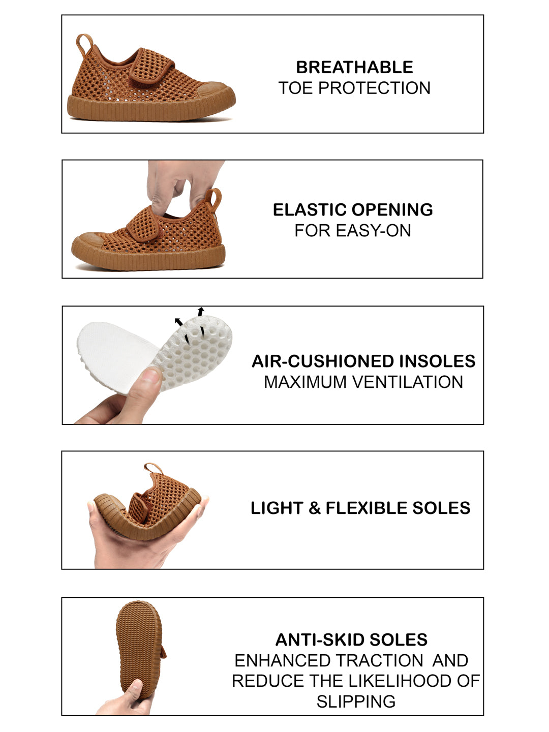 AIRY Toddlers' First Step Breathable Shoes - Brown (Unisex)