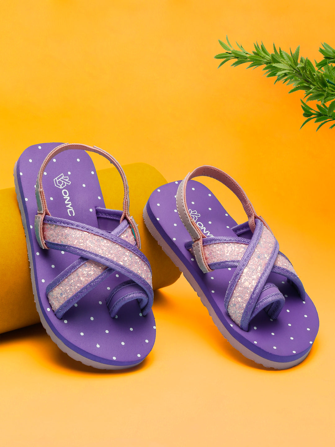 Premium Coco Sandals With Glitter Strap Purple Girls