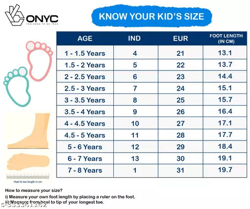 Size 1 girl shoes chart discount